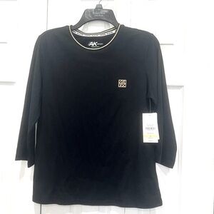 NEW Anne Klein sport Miranda Anne black 3/4 sleeve top size M